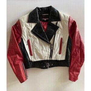 Women’s Small Vintage Global Identity Cropped Leather Motorcycle Jacket